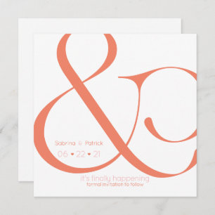 BOLD Coral Ampersand  Save the Date Invitation