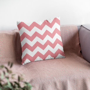 Bold Coral Chevron Pattern Throw Pillow