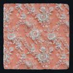 Bold Coral Floral Lace-Effect Marble Trivet<br><div class="desc">Bold Coral Floral Lace-Effect Marble Trivet</div>