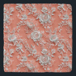 Bold Coral Floral Lace-Effect Marble Trivet<br><div class="desc">Bold Coral Floral Lace-Effect Marble Trivet</div>