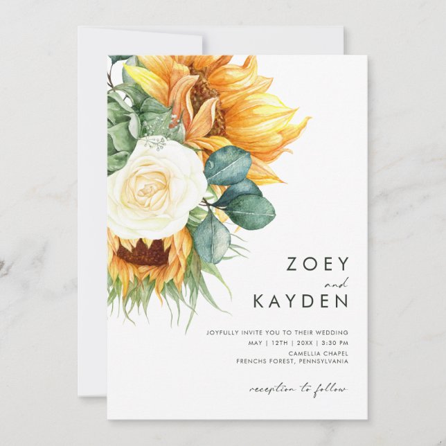 Bold Country Sunflower | All In One Wedding Invitation (Front)
