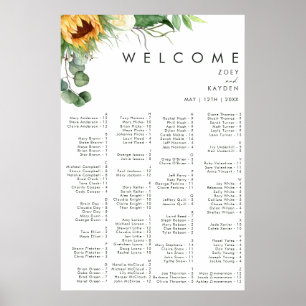 Bold Country Sunflower   Alphabetical Seating Poster