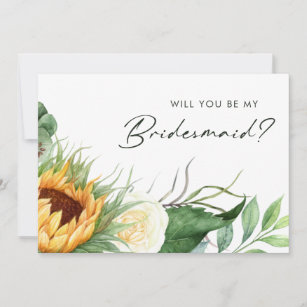Bold Country Sunflower   Bridesmaid Proposal Card