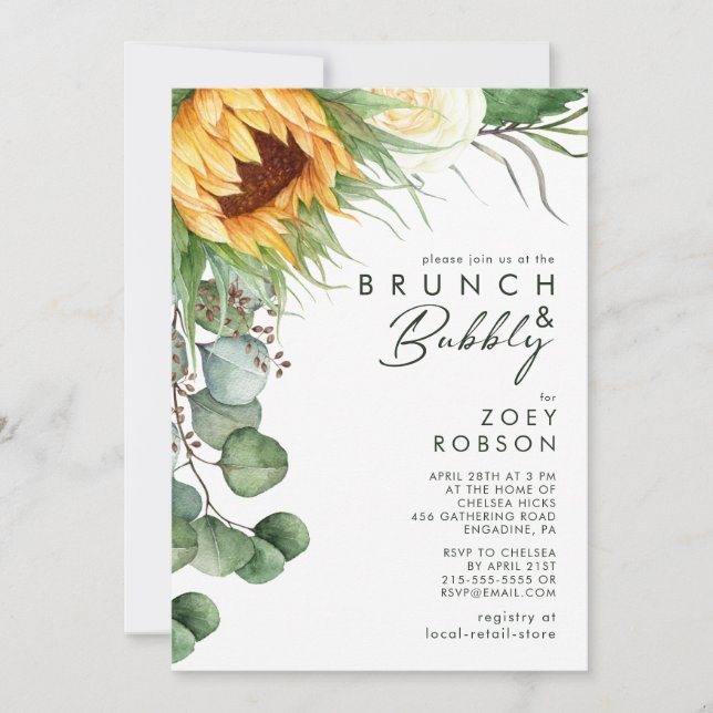 Bold Country Sunflower | Brunch and Bubbly Invitation (Front)