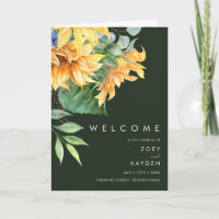 Bold Country Sunflower | Dark Green Folded Wedding