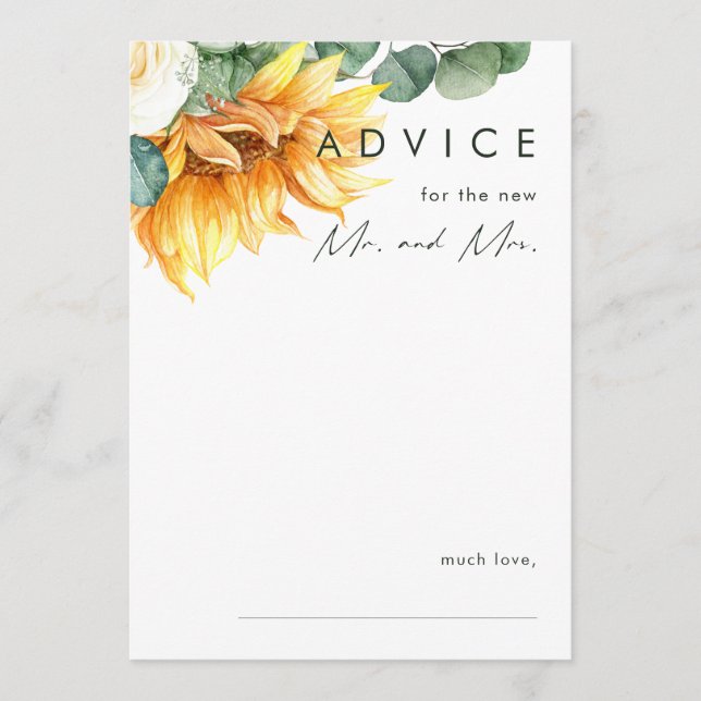 Bold Country Sunflower | Dark Green Wedding Advice Card (Front)