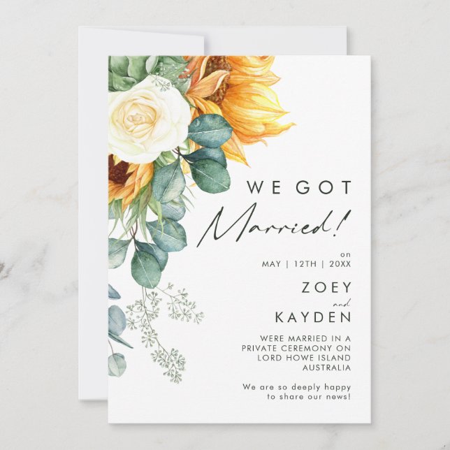 Bold Country Sunflower | Elopement Announcement (Front)