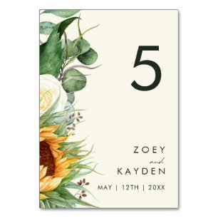 Bold Country Sunflower Light Yellow Table Number