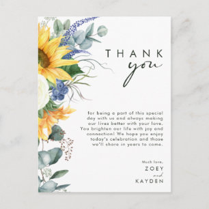 Bold Country Sunflower Reception Thank You Card