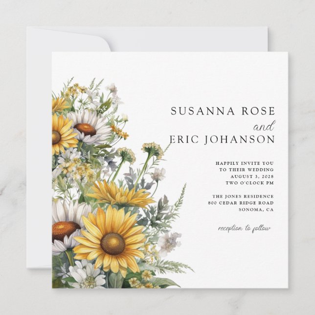 Bold Country Sunflower Wedding Invitation (Front)