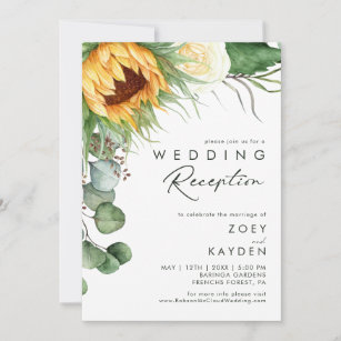 Bold Country Sunflower   Wedding Reception Invitation