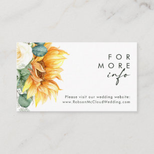 Bold Country Sunflower   Wedding Website Enclosure Card