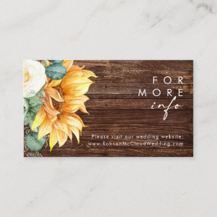 Bold Country Sunflower   Wood Wedding Website Enclosure Card