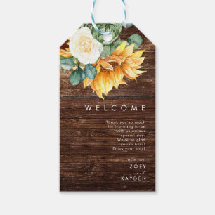 Bold Country Sunflower   Wood Wedding Welcome Gift Tags