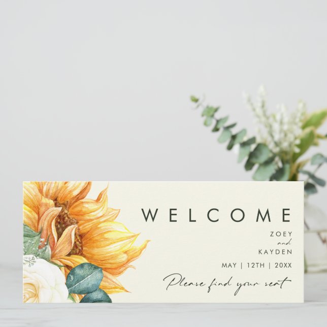 Bold Country Sunflower Yellow Seating Chart Header (Standing Front)