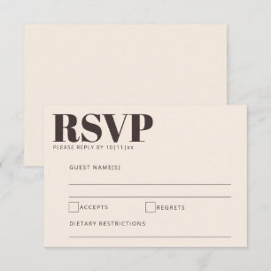 Bold Cream and Brown Modern Wedding Enclosure RSVP Card