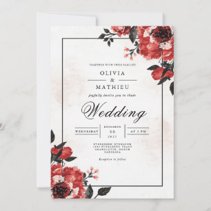 Bold Crimson Bloom Wedding Invitation