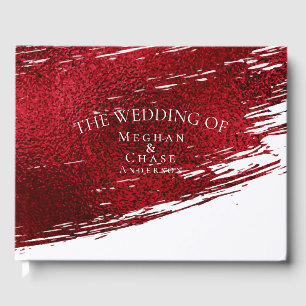 Bold Crimson Brush Stroke Guest Book