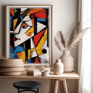 Bold Cubist Style Abstract Poster