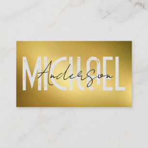Bold   Cursive Text   Gold Texture Business Card