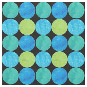 Bold Custom Blue Green Black Circles Fabric