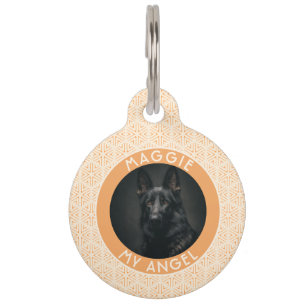 Bold Custom Cat Gift Hexagon Pattern Pet Tag