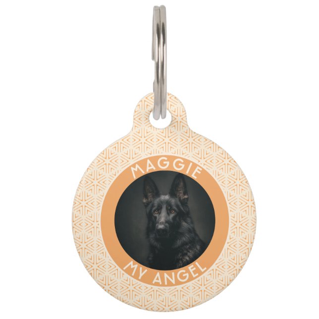 Bold Custom Cat Gift Hexagon Pattern Pet Tag (Front)