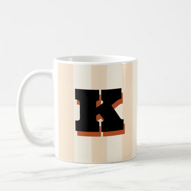 Bold Custom Initial, Personalised Striped Coffee Mug (Left)