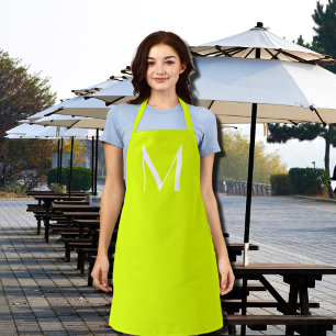  bold  custom  monogram -  neon yellow apron