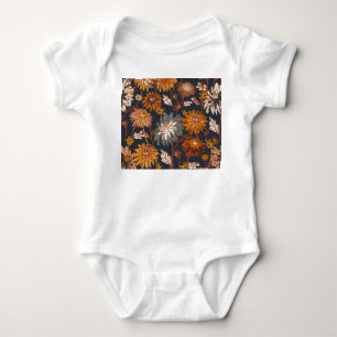 Bold Dahlia Chrysanthemum Chinese Pattern Baby Bodysuit