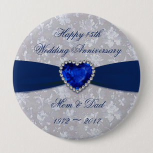 Bold Damask 45th Wedding Anniversary Magnet 10 Cm Round Badge
