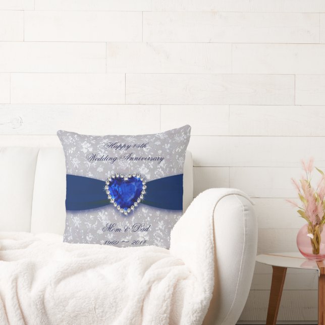 Bold Damask 45th Wedding Anniversary Throw Pillow (Couch)