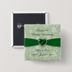 Bold Damask 55th Wedding Anniversary Button