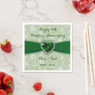 Bold Damask 55th Wedding Anniversary Paper Napkins