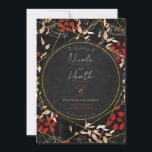 Bold Dark Floral Red Black Grey Gold Wedding   Invitation<br><div class="desc">customise for your event</div>
