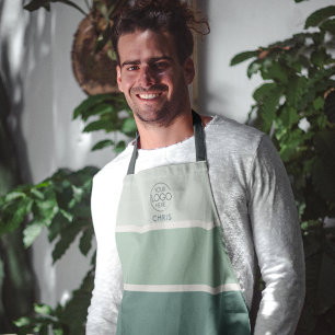 Bold Dark Green Gradient Stripe Logo  Apron