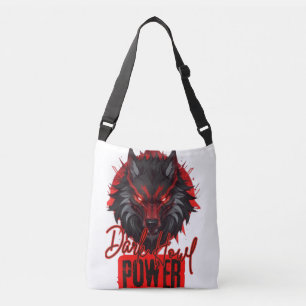 Bold Dark Magic Art  Red Wolf Illustration Crossbody Bag