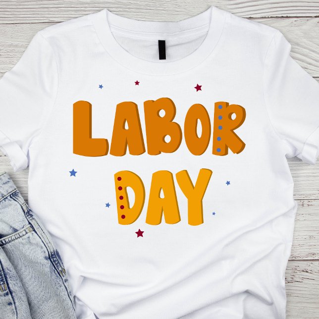 Bold Dark Orange Labour Day T-Shirt (Creator Uploaded)