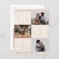 Bold Date Triple Photo Save The Date Card Postcard