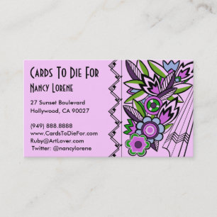 Bold Deco Florals in Lilac - Business Cards