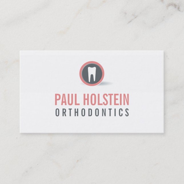 BOLD DENTIST BUSINESS CARD :: modern tooth logo 5 (Front)