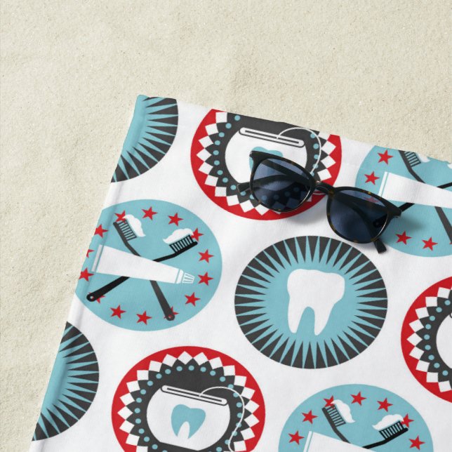 Bold Dentistry Pattern - Dentist Dental Hygienist Beach Towel (In Situ)
