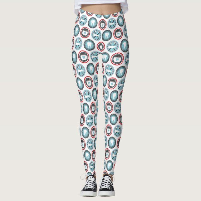 Bold Dentistry Pattern - Dentist Dental Hygienist Leggings (Front)