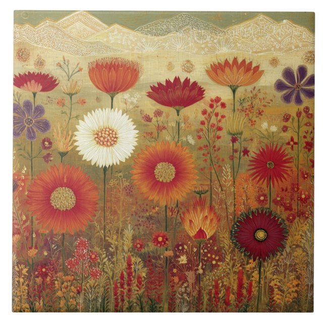 Bold Desert Wildflower Mountain Blossoms Tile (Front)