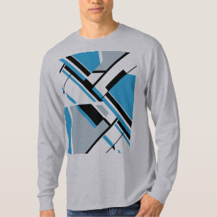 Bold Diagonal Blue Black Grey MCM-inspired Design T-Shirt