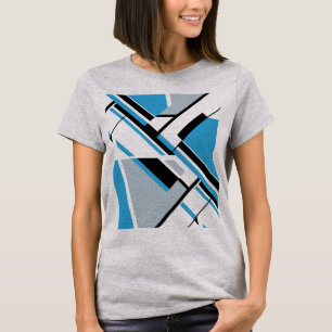 Bold Diagonal Blue Black Grey MCM Look Abstract T-Shirt