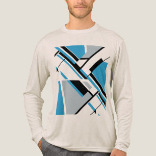 Bold Diagonal Blue Black Grey MCM Look Abstract Tri-Blend Shirt