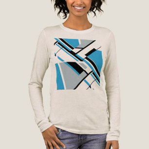 Bold Diagonal Blue Black Grey MCM Look Abstract Tri-Blend Shirt