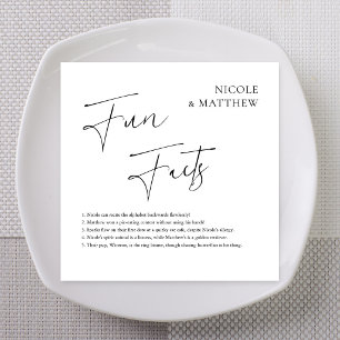 Bold Diagonal Cursive Fun Facts Wedding Napkin