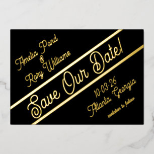 Bold Diagonal Foil Save the Date Card